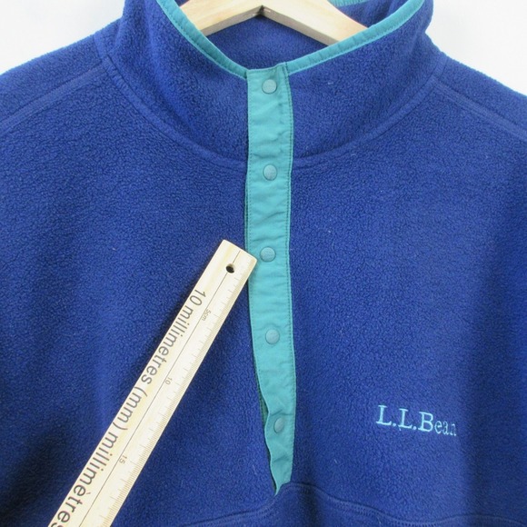 LL Bean Adults' Bean's Classic Fleece Pullover Unisex M XL Blue Snap Half 428 - Picture 10 of 16